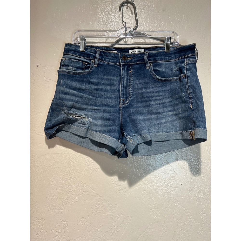 Vigoss‎ Marley Distressed Denim Shorts Womens 30 Medium Wash Cuffed Blue Jean